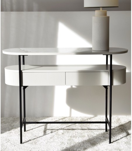 Consola N.24 cerámico blanco y gris - VP Interiorismo