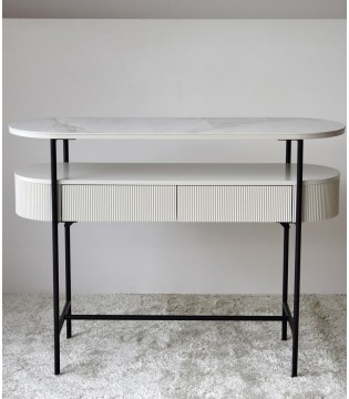 Consola N.24 cerámico blanco y gris - VP Interiorismo