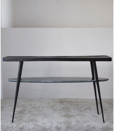 Consola Lena metal negro mármol verde - VP Interiorismo