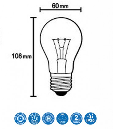 Características Bombilla LED 9W E27 360º 1090lm - Mantra