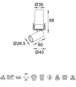 Foco empotrable GARDA Mini 5W negro basculante - Mantra - Ø43 2