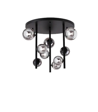 Plafón de techo Perlage gris - PL9 - Ideal Lux