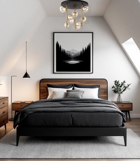dormitorio con Plafón de techo Perlage ámbar - PL9 - Ideal Lux