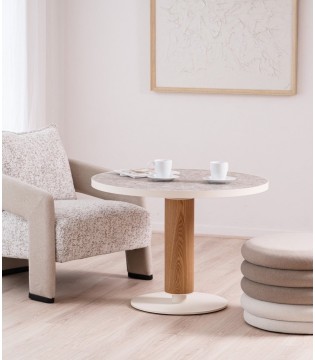 Mesa Lounge redonda de cerámica y madera - VP Interiorismo 2