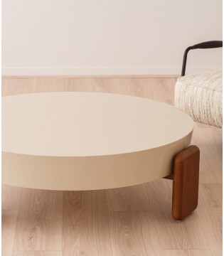 Mesa centro Obi lacado beige y nogal - VP Interiorismo 2