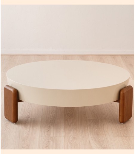Mesa centro Obi lacado beige y nogal - VP Interiorismo