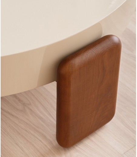Mesa centro Obi lacado beige y nogal - VP Interiorismo