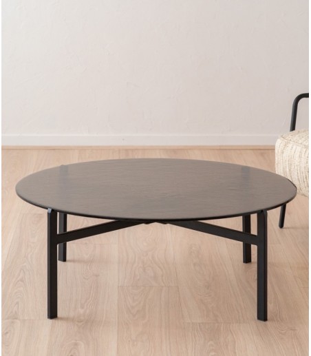 Mesa centro cristal texturizado y metal - VP Interiorismo