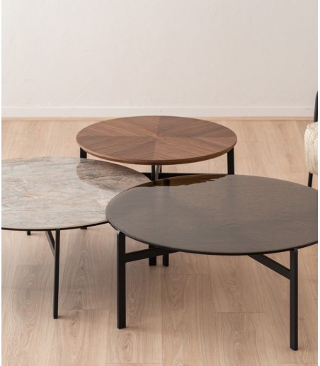 Mesa centro cristal texturizado y metal - VP Interiorismo