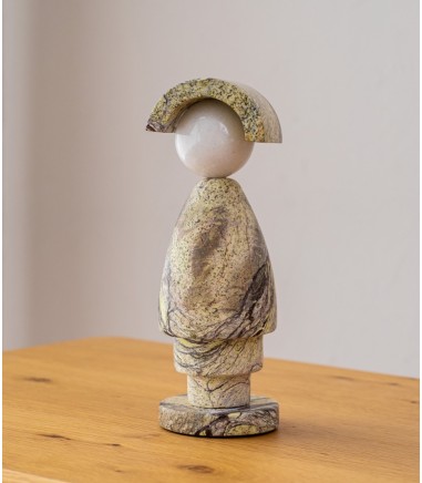 Escultura Dol mármol verde blanco - VP Interiorismo