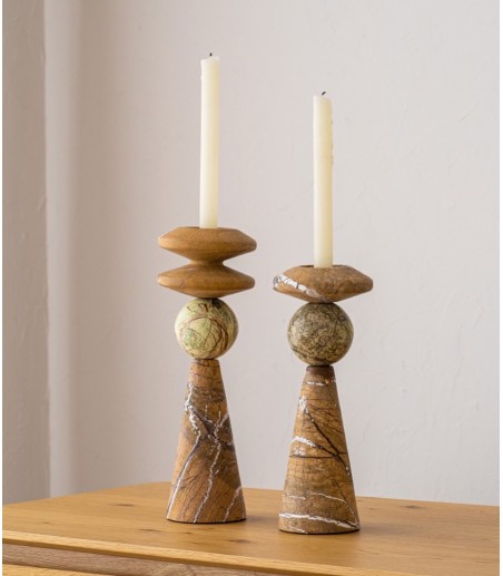 Candelabro Ceibe N1 mármol marrón verde - VP Interiorismo