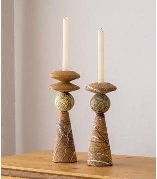 Candelabro Ceibe N2 mármol marrón verde - VP Interiorismo