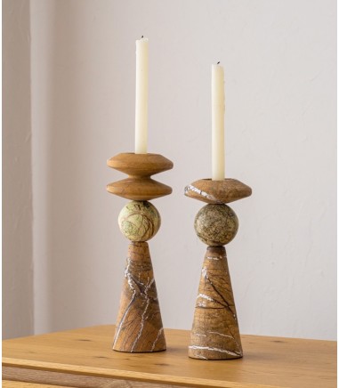Candelabro Ceibe N2 mármol marrón verde - VP Interiorismo