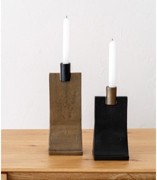 Set 2 candelabros curvo metal oro negro - VP Interiorismo