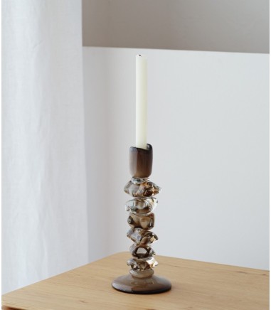Candelabro de vidrio Aldán verde oliva - VP Interiorismo