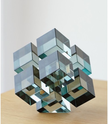 Pieza decorativa Puzzle en cristal turquesa - VP Interiorismo