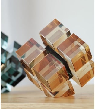 Pieza decorativa Puzzle en cristal Champagne - VP Interiorismo 2