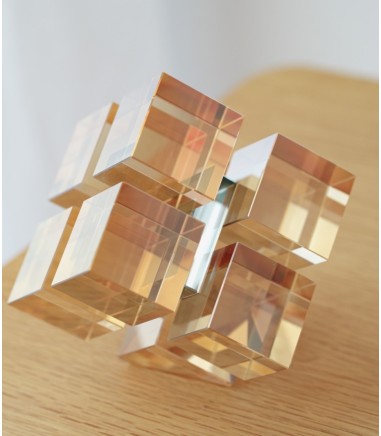 Pieza decorativa Puzzle en cristal Champagne - VP Interiorismo