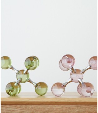 Set 2 piezas decorativas cristal burdeos y verde - VP Interiorismo