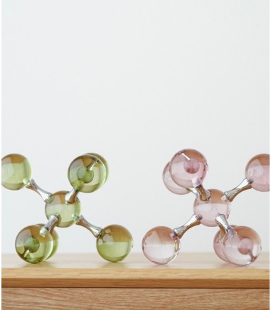 Set 2 piezas decorativas cristal burdeos y verde - VP Interiorismo