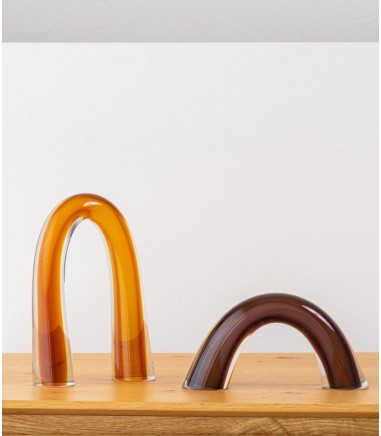 Set 2 piezas decorativas vidrio breo ámbar y rosa - VP Interiorismo