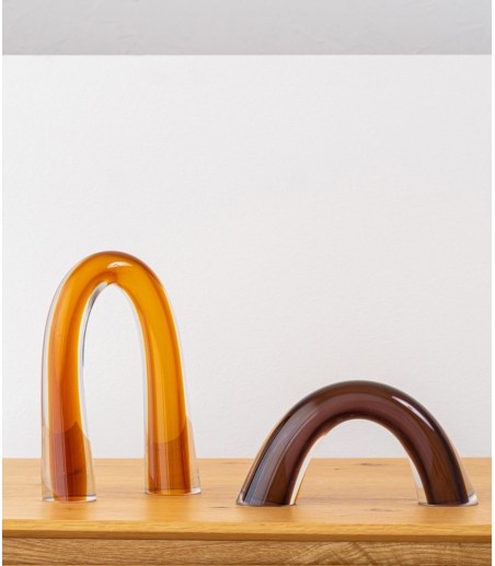 Set 2 piezas decorativas vidrio breo ámbar y rosa - VP Interiorismo