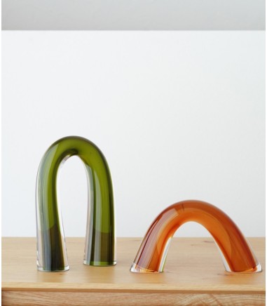 Set 2 piezas decorativas vidrio breo verde y ámbar - VP Interiorismo