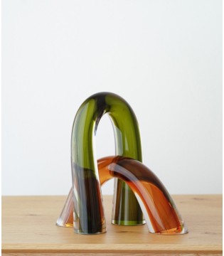 Set 2 piezas decorativas vidrio breo verde y ámbar - VP Interiorismo 2
