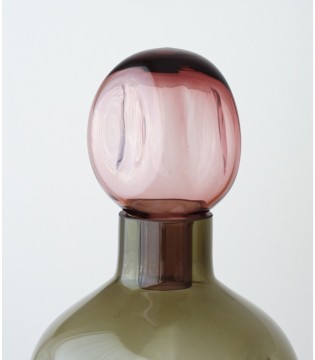 Botella Alla vidrio verde rosa pequeña - VP Interiorismo 2