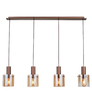 Lámpara colgante Venize 4L cobre ambar - I3