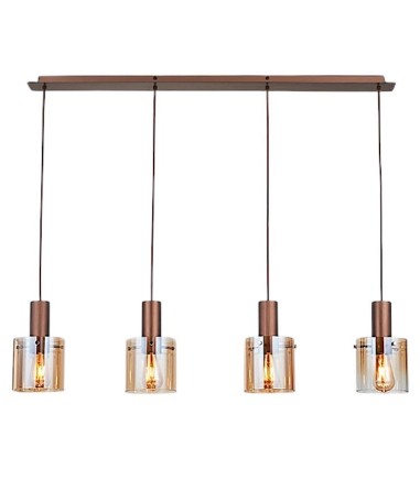 Lámpara colgante Venize 4L cobre ambar - I3