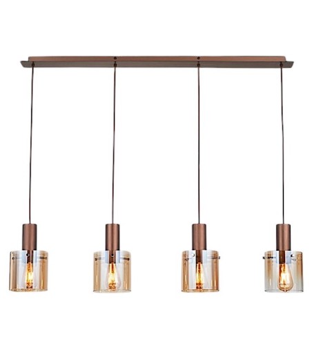 Lámpara colgante Venize 4L cobre ambar - I3