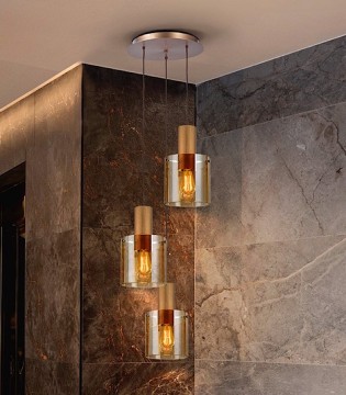 Lámpara colgante Venize 3L cobre ambar - I3 2