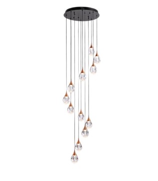 Lámpara colgante Corina 12L negro cobre - Schuller