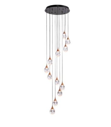 Lámpara colgante Corina 12L negro cobre - Schuller