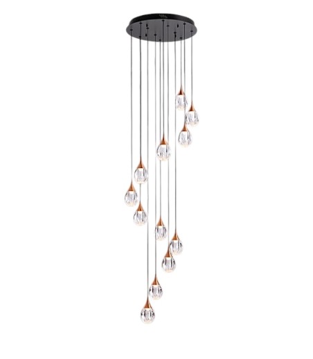 Lámpara colgante Corina 12L negro cobre - Schuller