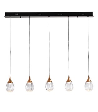Lámpara de techo lineal Corina 5L negro cobre - Schuller