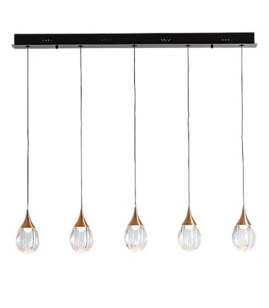 Lámpara de techo lineal Corina 5L negro cobre - Schuller