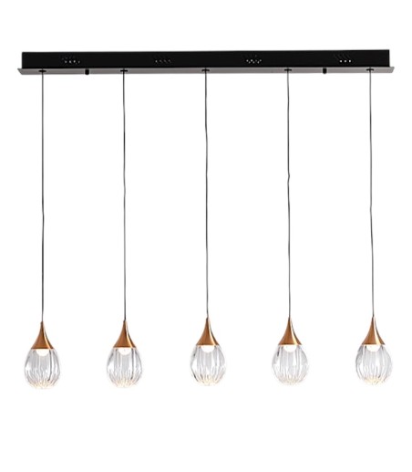 Lámpara de techo lineal Corina 5L negro cobre - Schuller