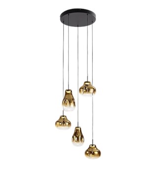 Lámpara colgante Aledis 5L negro dorado - Schuller