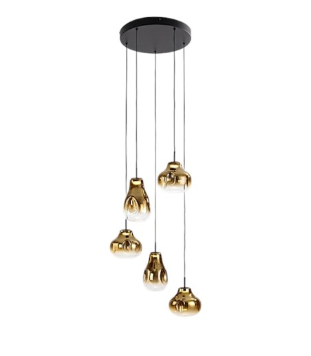 Lámpara colgante Aledis 5L negro dorado - Schuller