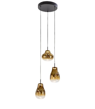 Lámpara colgante Aledis 3L negro dorado - Schuller