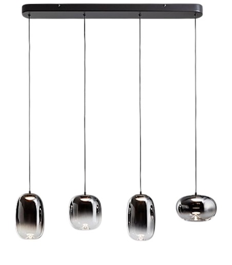 Lampara de techo lineal Onice 4L negro-smoke - Schuller