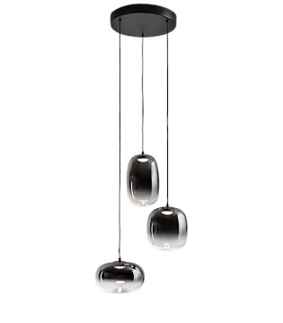 Lampara colgante de techo Onice 3L negro-smoke D30 - Schuller