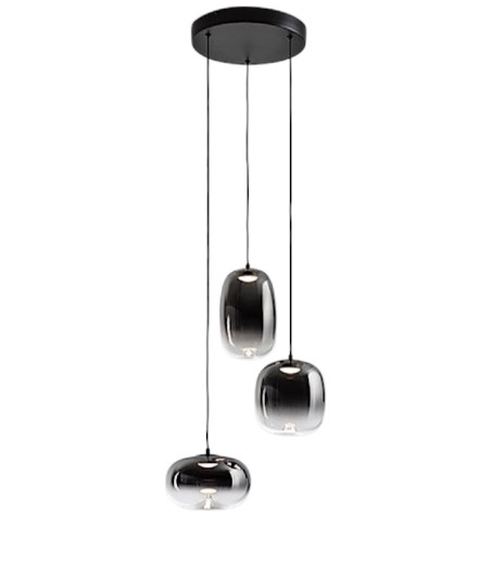Lampara colgante de techo Onice 3L negro-smoke D30 - Schuller