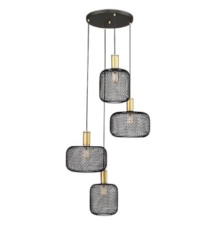 Lámpara de techo colgante Osiris 4L oro negro - Schuller