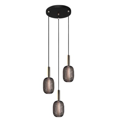 Lámpara de techo colgante Micrón 3L oro negro - Schuller