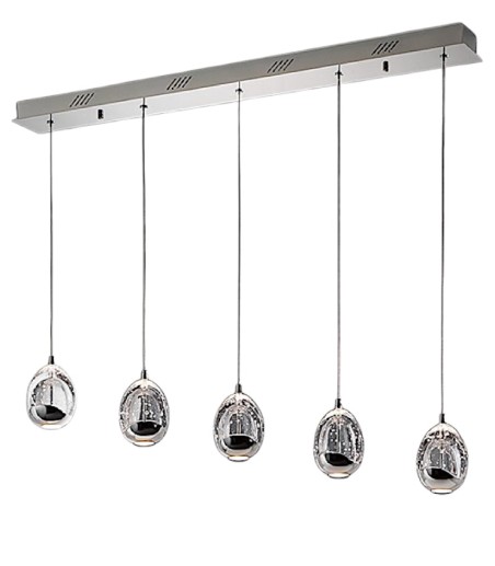 Lámpara de techo lineal Rocío 5L cromo DIM  - Schuller