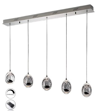 Lámpara de techo lineal Rocío 5L cromo DIM  - Schuller