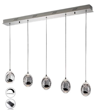 Lámpara de techo lineal Rocío 5L cromo DIM  - Schuller